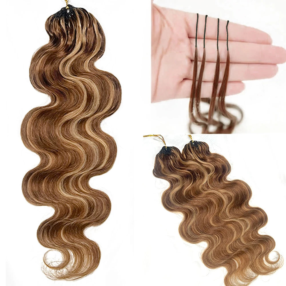 Highlight Miracle Knots Feathered Crochet Human Hair Body Wave 100% Raw Human Hair Extensions Boho Braids Crochet Human Hair