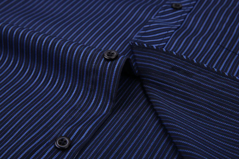 Oversized 9XL 8XL Mens Long Sleeved Shirt Casual Business Classic Plaid Striped Daily Slim Fit Button Male Social Dress Shirts
