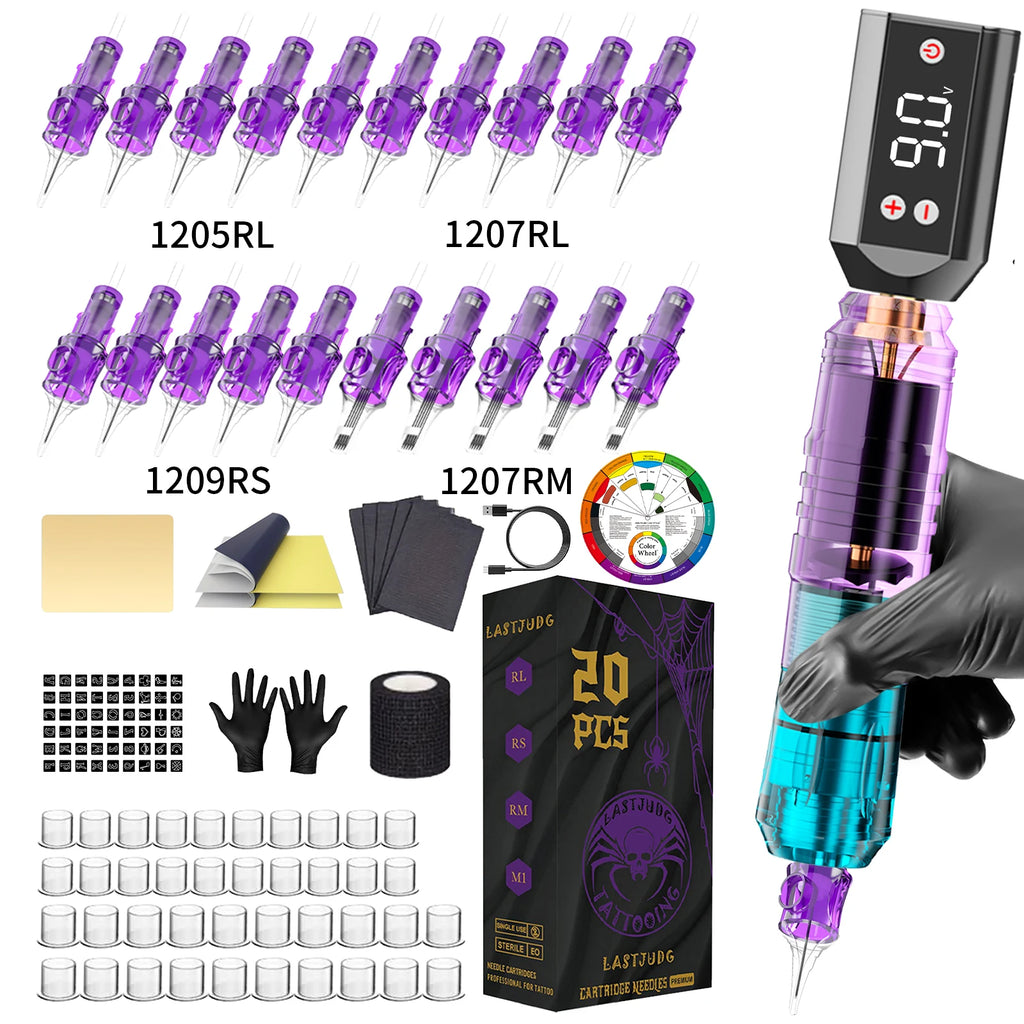 LASTJUDG Tattoo Kit Lightweight Tattoo Pen Kit For Permanent Makeup Tattoo Machine Kit Wireless Tattoo Power Supply Tattoo Kit
