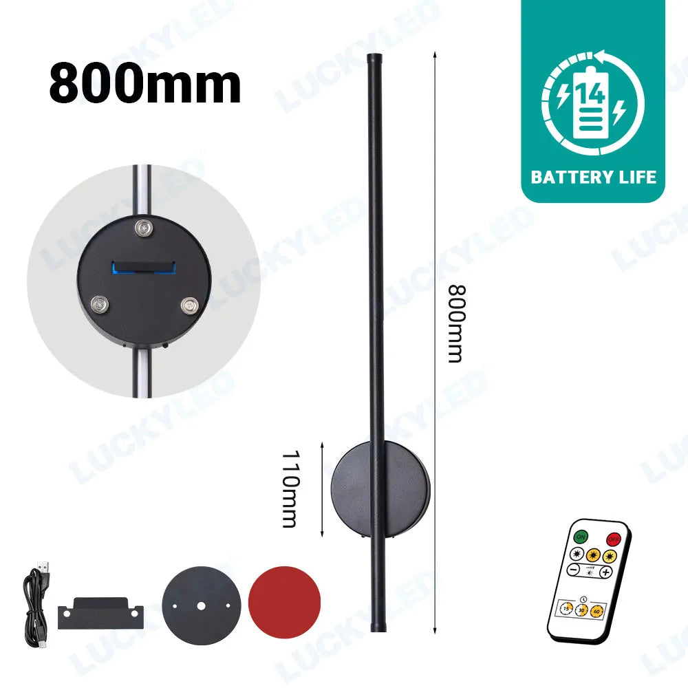 Rechargeable Battery Operated Wall Light Installation Free Wall Sconce 1PC 50CM Dimming For Livingroom Sofe Beside Bedroom