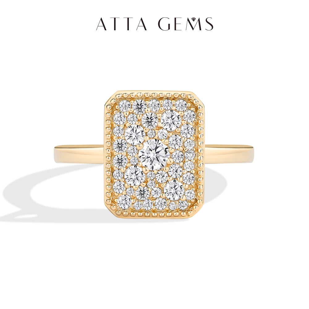 ATTAGEMS Original DVVS1 Moissanite Rings Rectangular Design forWomen 925 Sterling Silver White Gold Engagement Ring Fine Jewelry