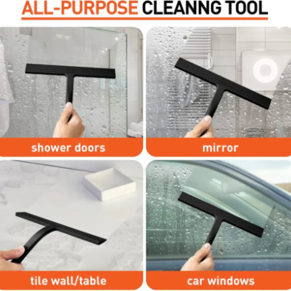 Matte Black Silicone Squeegee Streak Free Cleaning Shower Squeegee for Glass Bathroom Shower Doors Mirrors Tiles Car Windows