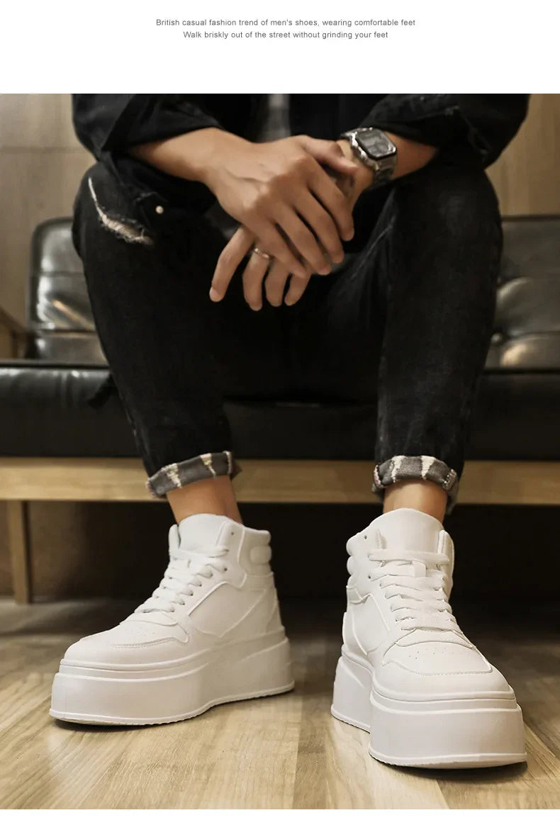 Men Casual Sneakers Platform Ankle Boots High-top Thick Bottom Sneakers Male Outdoor Basketball Shoes Sport Trainers 2025