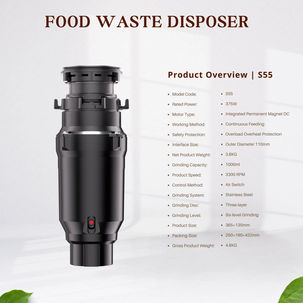 Electric Food Waste Disposer Machine Factory Direct Supply Kitchen Sink Dishwasher Garbage Recycling Easy to Use