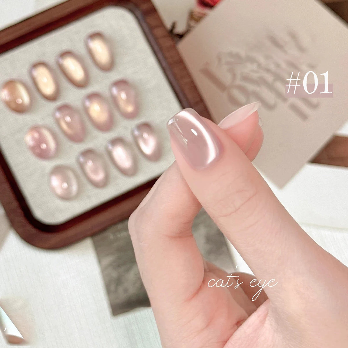 1-4pcs WS Autumn Winter Nails Pink Gold Cat's Eye Gel Nail Polish Glue Super Flash Golden Pink Porcelain White Glass Beads Gel