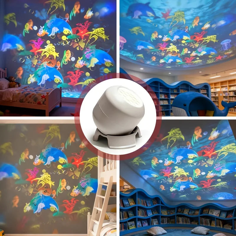 LED Starry Ocean Projector Light, 360° Rotating Dynamic Projection Night Light, USB Plug-in Ambient Lamp, Decorative Lighting