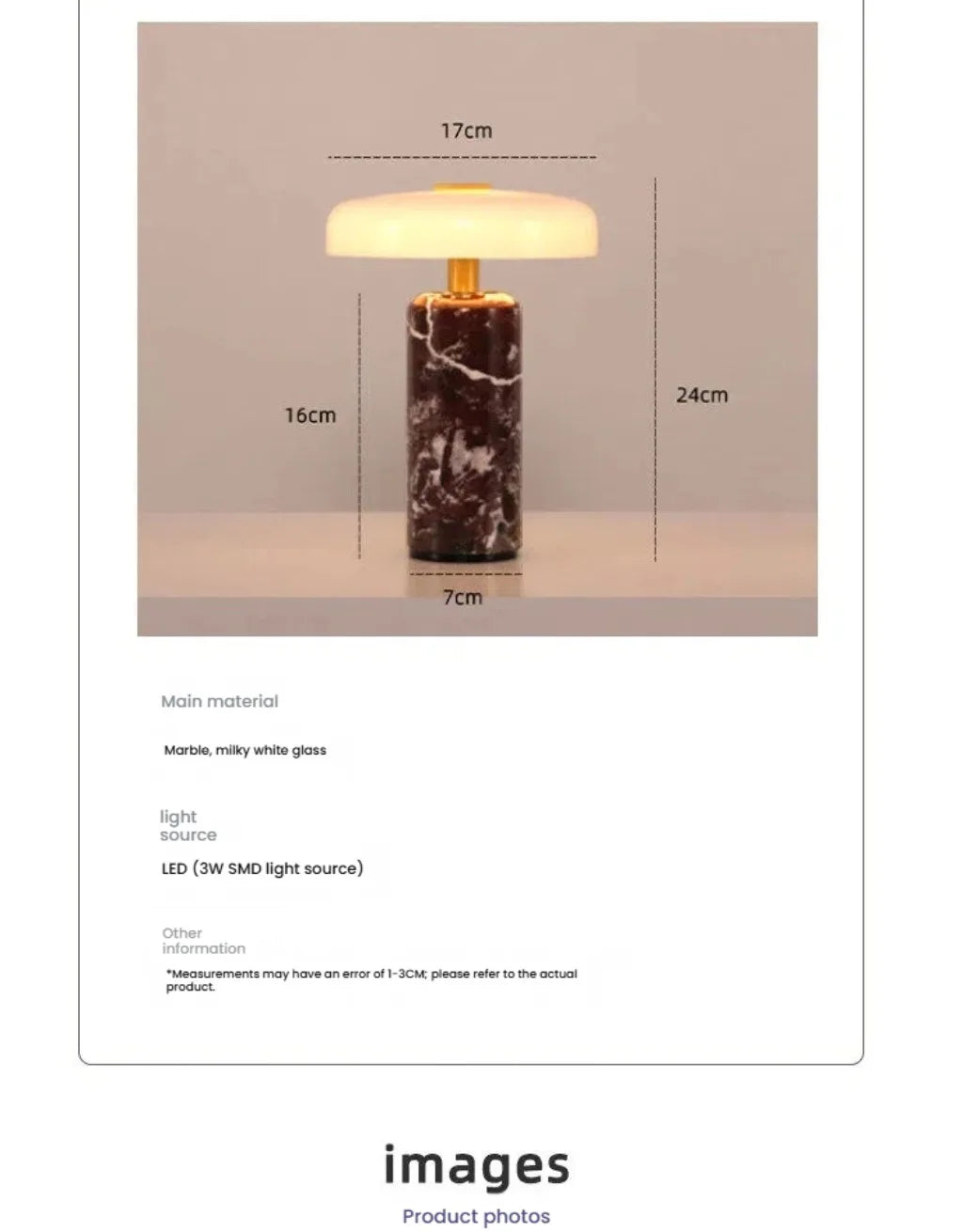 Table Lamps Luxury Glass 110V/220V Marble USB Lighting Rechargable Space Mood Light Table Light Bedroom Living Room Decoration