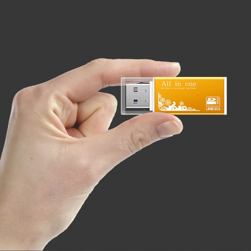 Alloy Card Reader 4 Ports USB2.0 Micro SD TF M2 MS Pro Duo MMC SDHC DV Phone Camera Memory Card Adapter with LED Indicator