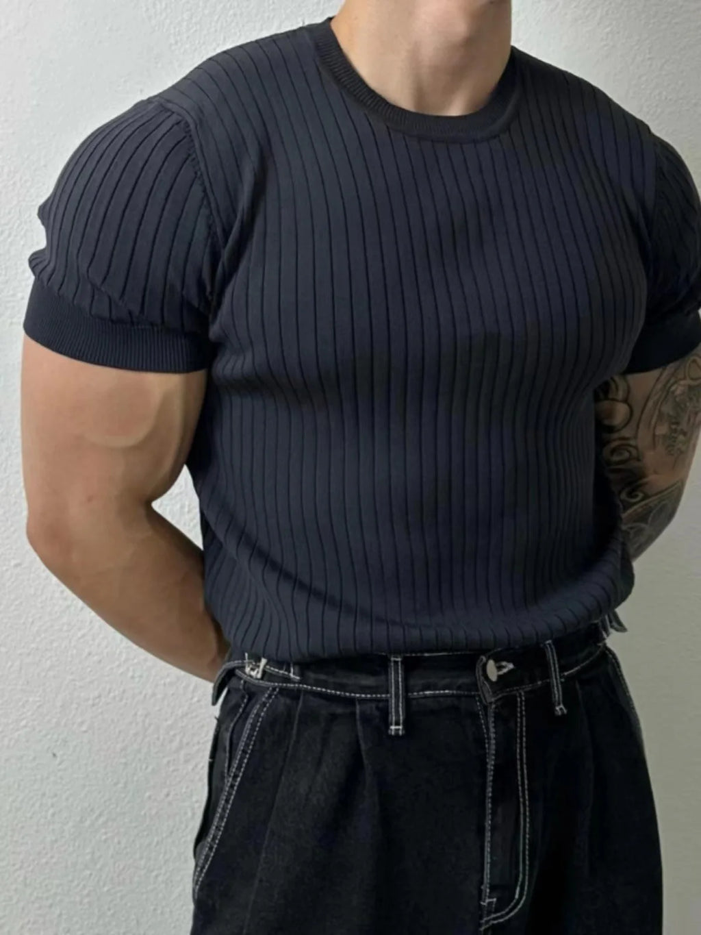 Trendy Polo Shirt for Men Summer Solid Color Top Versatile Knit Style Korean Short Sleeves Casual Fashion T-shirt