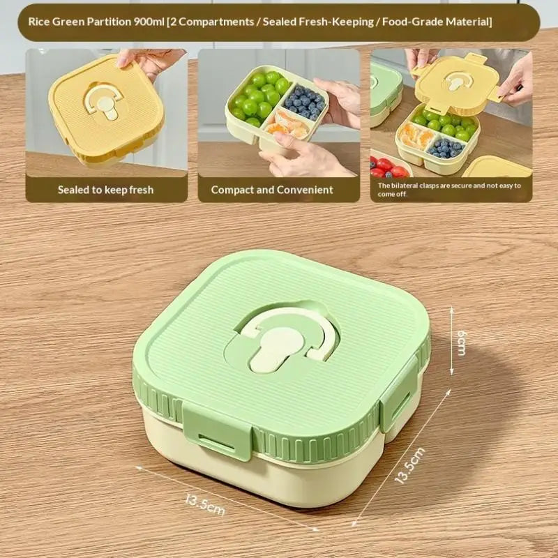 Portable Plastic Lunch Box With Compartment Microwave Safe Fruit Salad Lunch Container Kid Student Leak-proof Bento Box