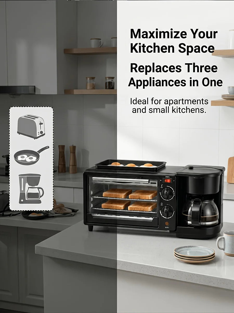 Breakfast Maker, Toaster, Sandwich Oven, Coffee Maker, Small Appliances 3-in-1 Multifunctional Home Toaster