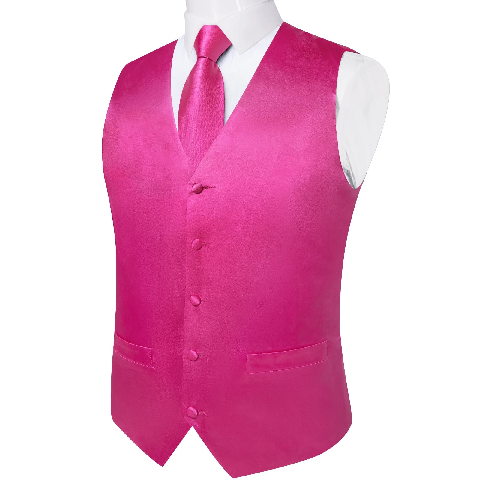 Satin Men's Solid Blue Suit Vest with Tie Handkerchief Cufflinks Business Formal Waistcoat Wedding Prom Men Sleeveless Jacket