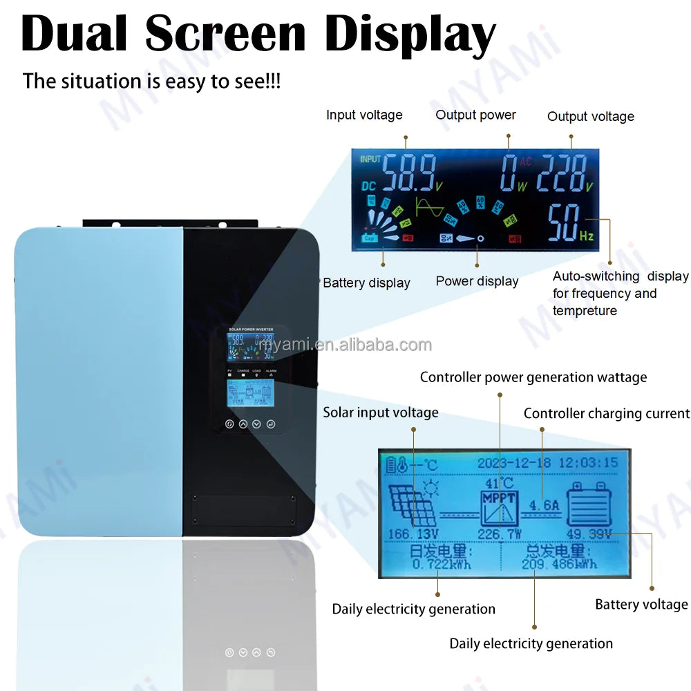 Adjustable  New Product 5kw 24v 48v60v 72v 90v 60a Pure Sine Wave Power Solar Inverter Controller For Off-grid System Household