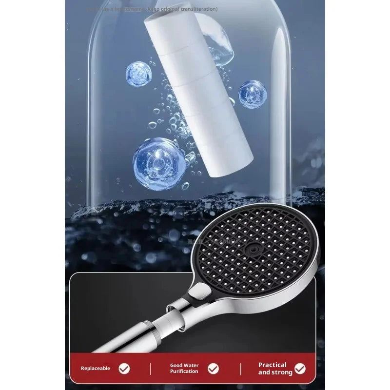 15CM Big Panel High Pressure Shower Head With Filter 3 Modes Large Flow Spray Nozzle Rainfall Shower Faucet Bathroom Accessories