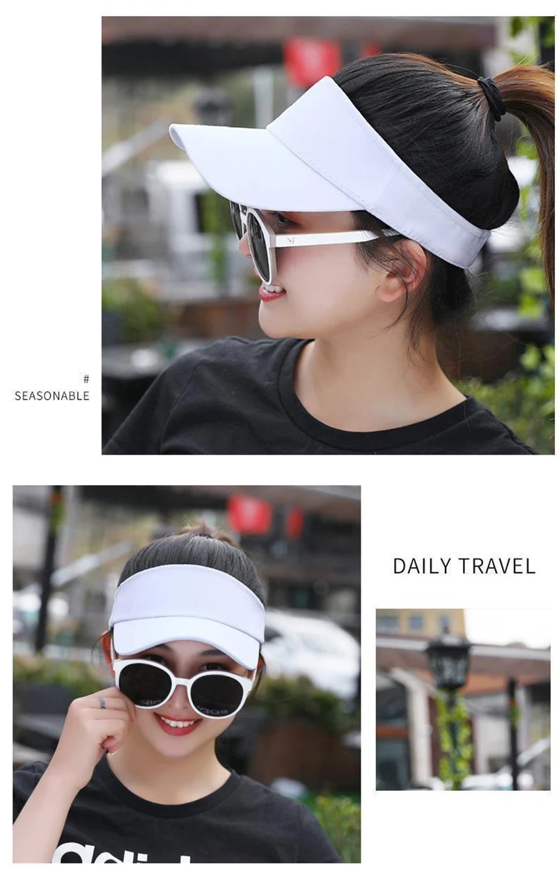 Sun Hat Women Baseball Cap Summer White Sun-Proof Caps Empty Top Visors Seaside Outdoor Sport Tennis Golf Hat