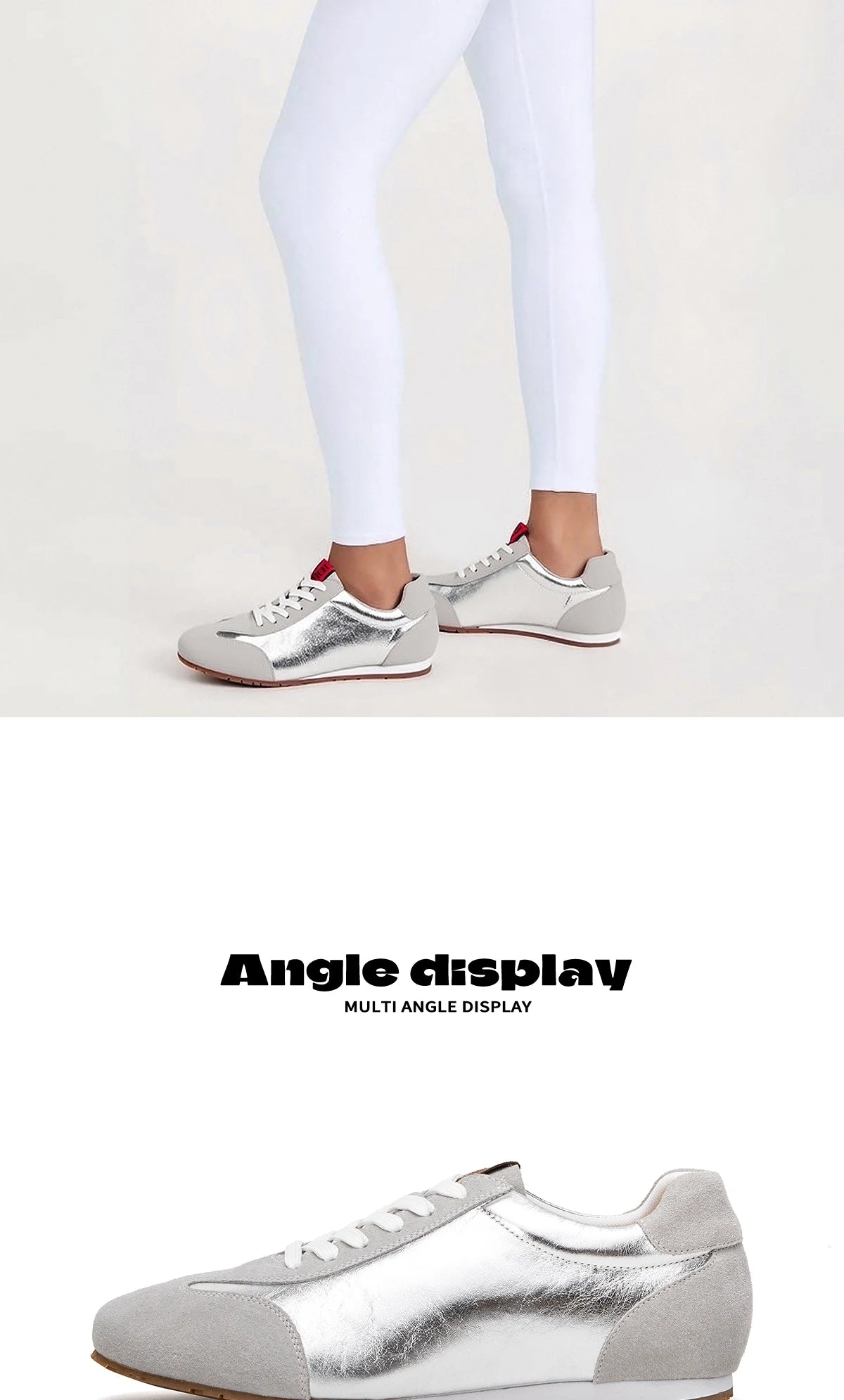 CHCH Women's Vulcanized Shoes 2025 Autumn New Silver Lace Lightweight Sports Shoes Outdoor Casual Shoes