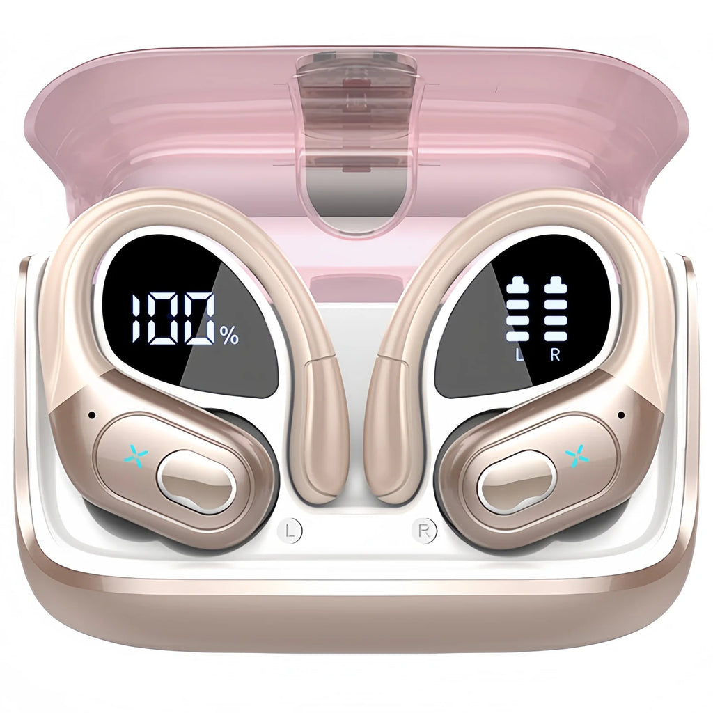 Bluetooth 6.0 Headphones HD65 Wireless Earbuds 75hrs Sport Bluetooth Earphone with Noise Cancelling Mic IPX7 Waterproof Headsets