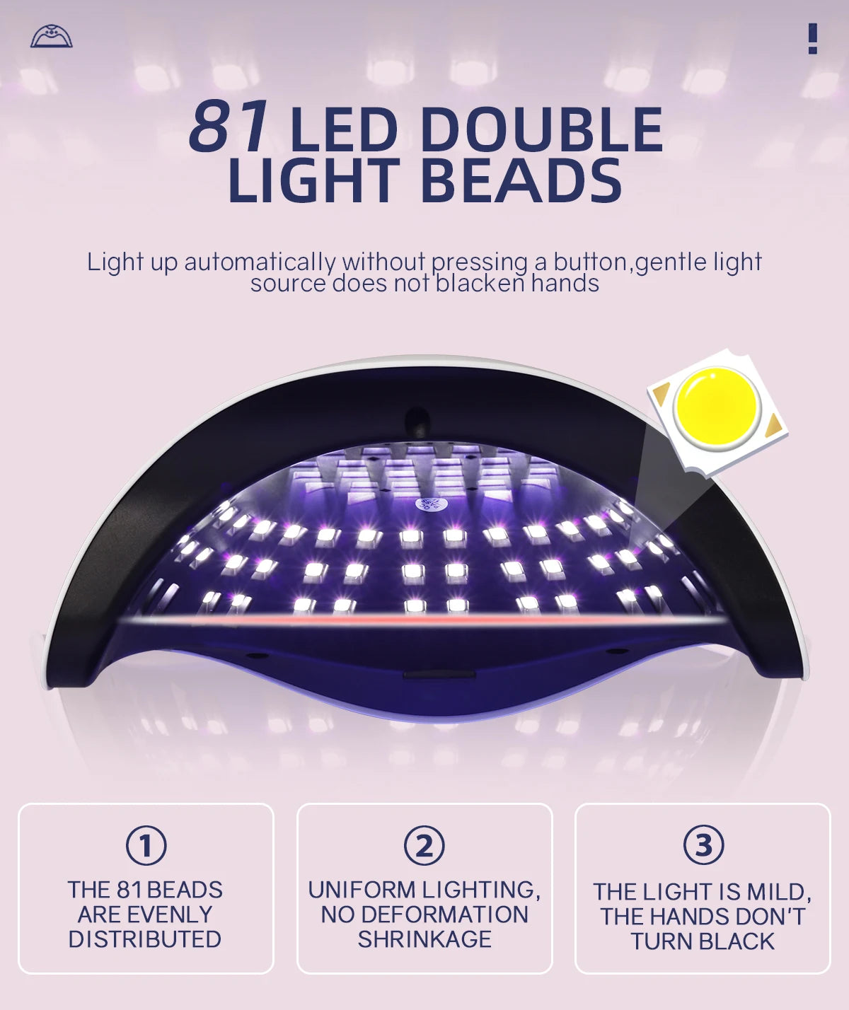 81LEDS UV Lamp for Nails Drying Quick Curing All Gel Nail Polish Professional Powerful UV Light Dryer Manicure  For Fingernails 10s/30s/60s/99s Timer LCD Screen