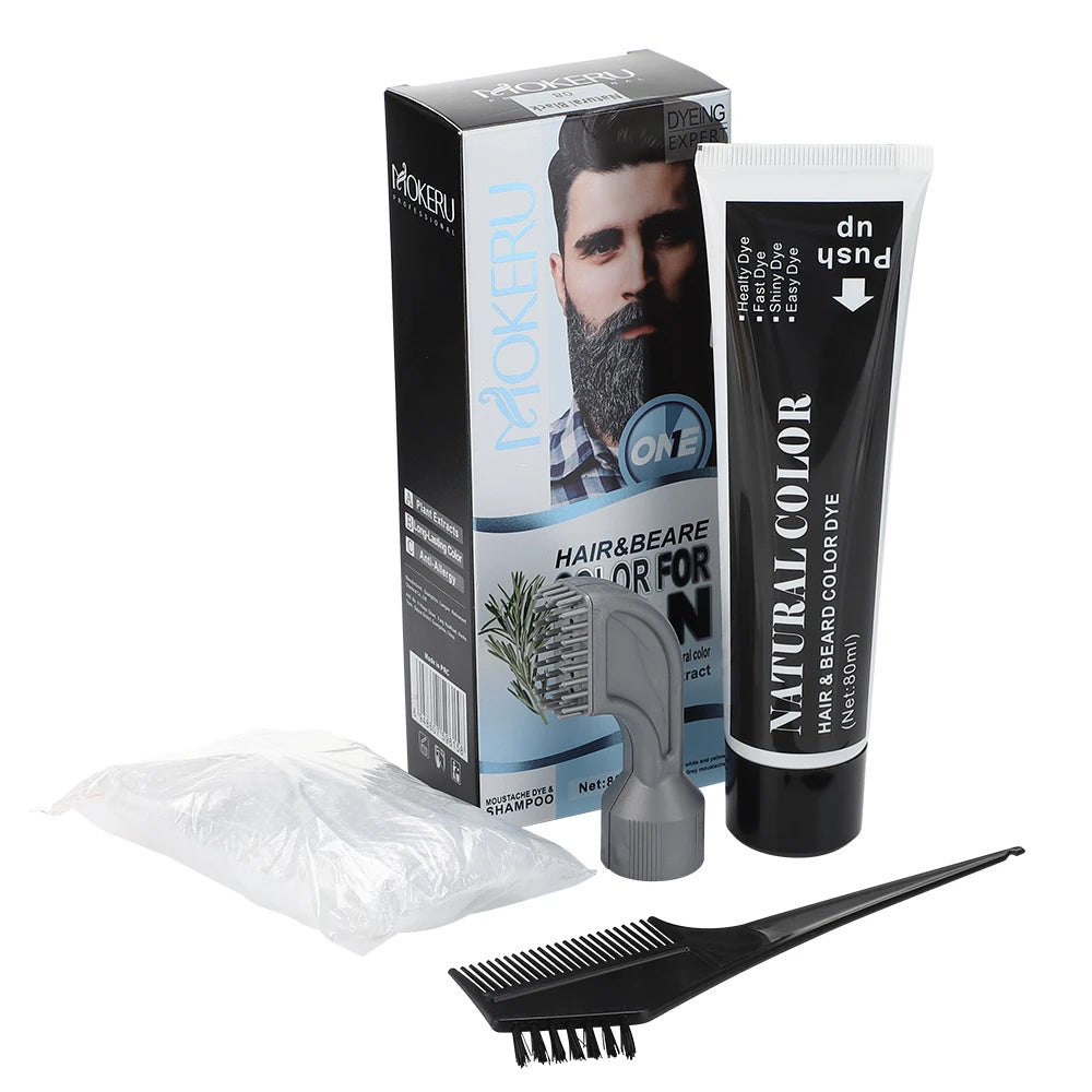 Black Beard Dye Cream With Comb Hair Beard Dye Shampoo Fast Instant Hair Dye Cream Long Lasting 3 Minutes Hair & Beard Dyeing