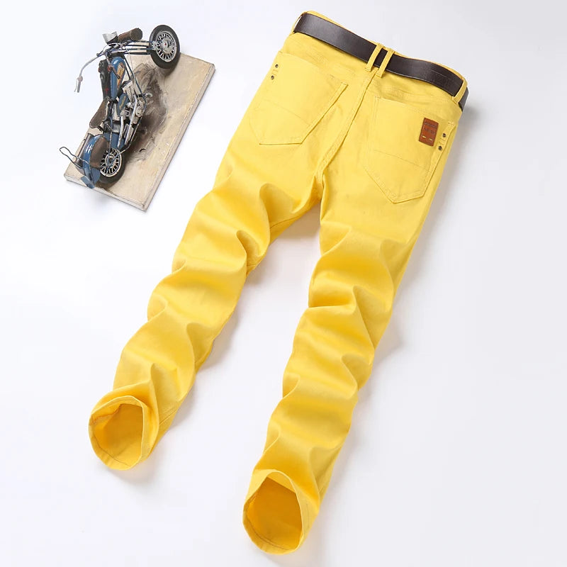 Men's Classic Denim Pants 2022 New Fashion Casual Straight Stretch Slim Fit Jeans High Quality Cotton Colorful Brand Pants