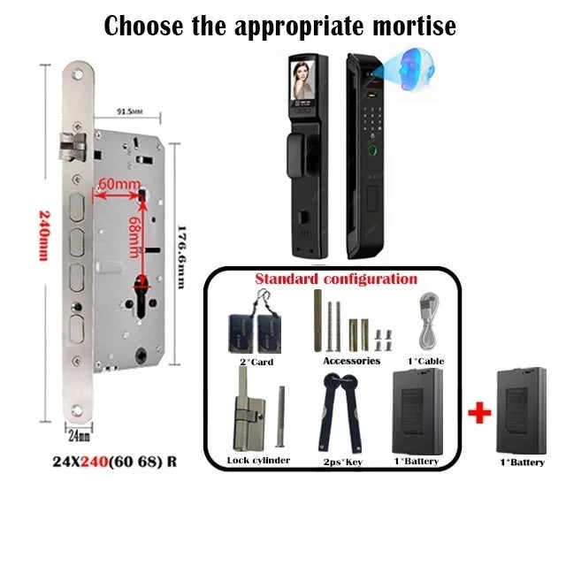 Tuya Or Wishome Wifi APP Camera Digital Electronic Door Lock Face Fingerprint Recognition Card Key Safe Smart Inteligente Lock