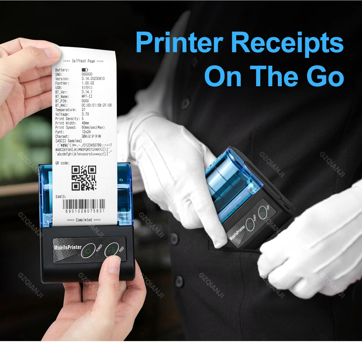 Mini Bluetooth Thermal Printer Wireless Protable 58mm Receipt Bill POS Printer Loyverse POS Free App on Android Small Business