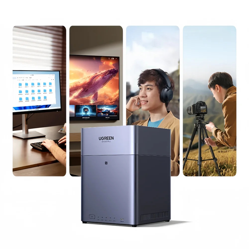Brand UGREEN DH4300plus Home AI NAS Octa Core Rockchip A55-A76 8GB LPDDR4X 4-Bay SATA HDD/SSD Support NFC RJ45 2.5GbE Networking