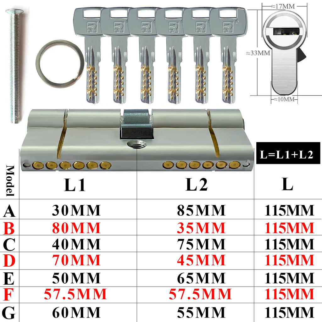 Customization: Open all household door locks with the same key. European standard high-quality 11 pin anti-theft lock cylinder