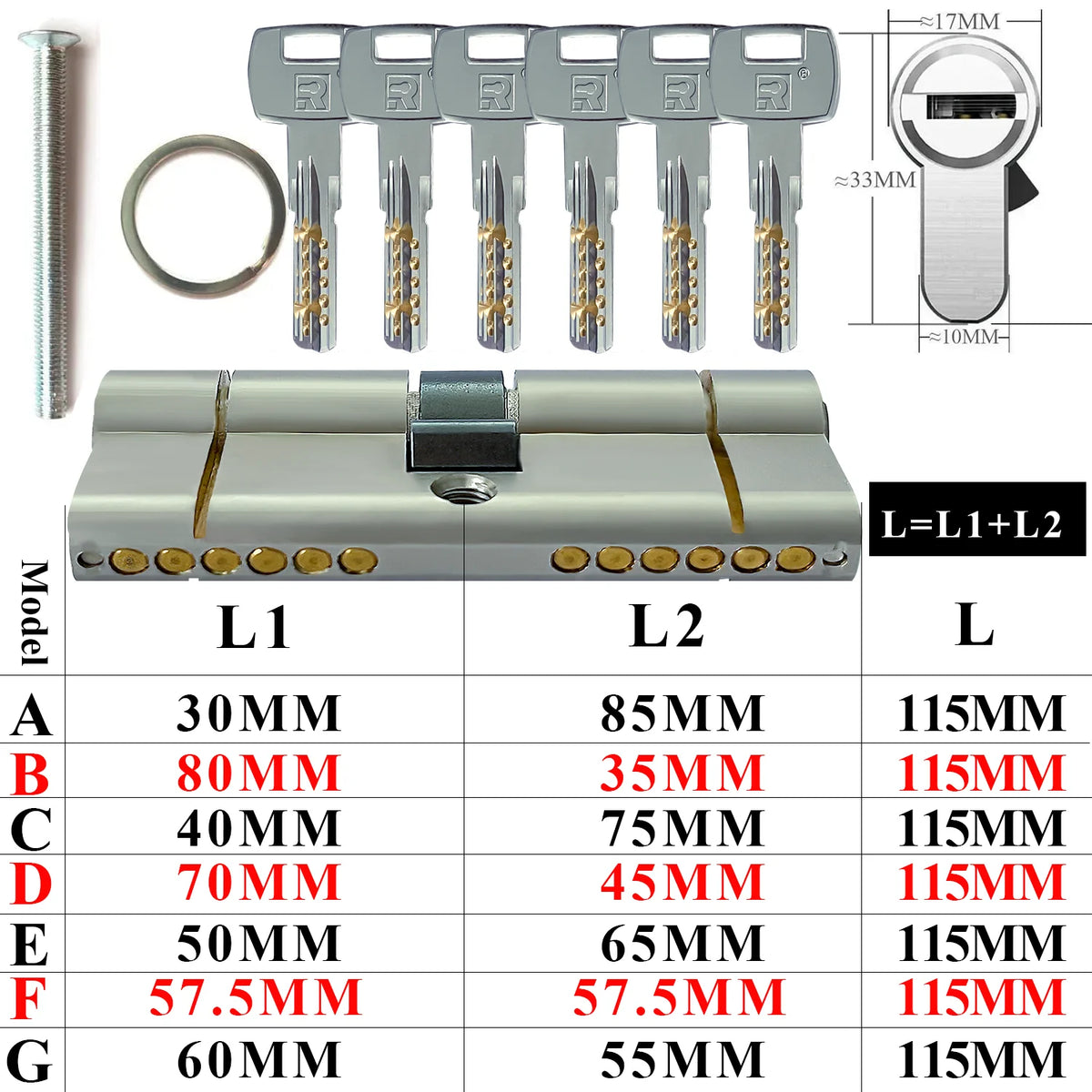 Customization: Open all household door locks with the same key. European standard high-quality 11 pin anti-theft lock cylinder