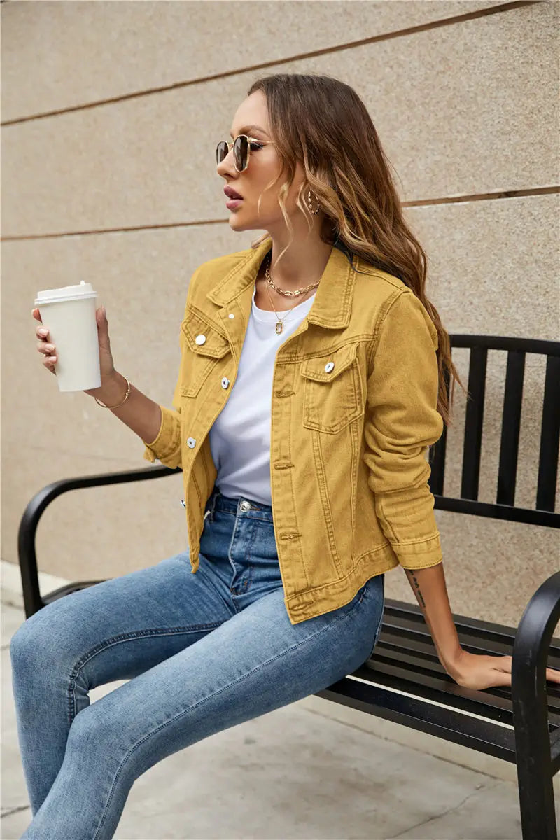2025 Fashion Slim Fit Lapel Denim Jacket Europe and America