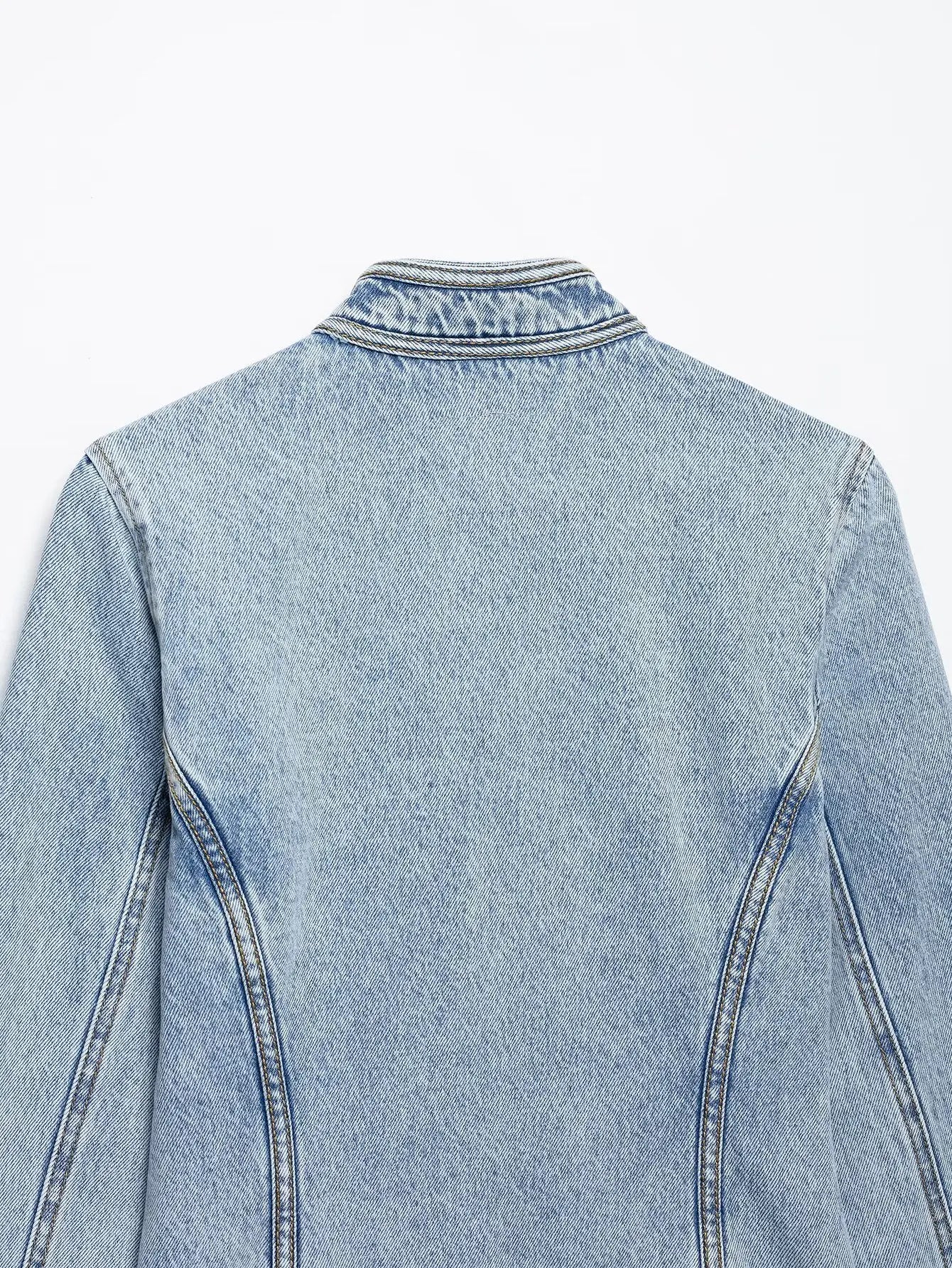 HH Y2K Military Short Denim Jacket Women's Light Washed Stand Collar Slim Denim Jacket Sexy Spring and Autumn Street Tops