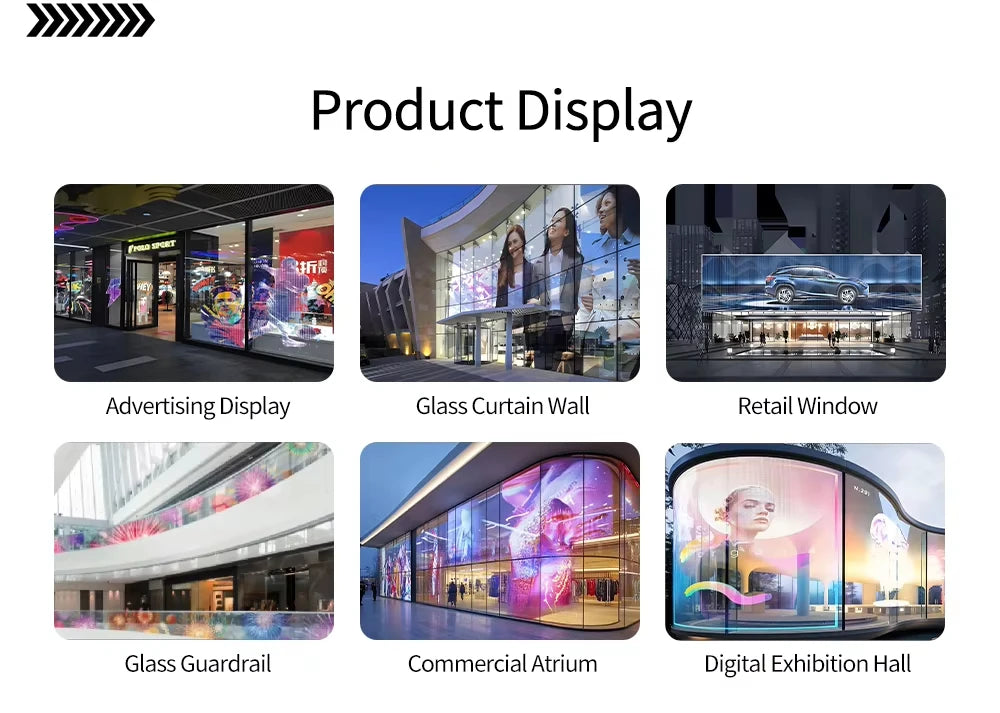 New P6 P8 P10 Adhesive Slim Flexible Transparent Film LED Screen for Glass Windows Self-adhesive Display Transparent Screen