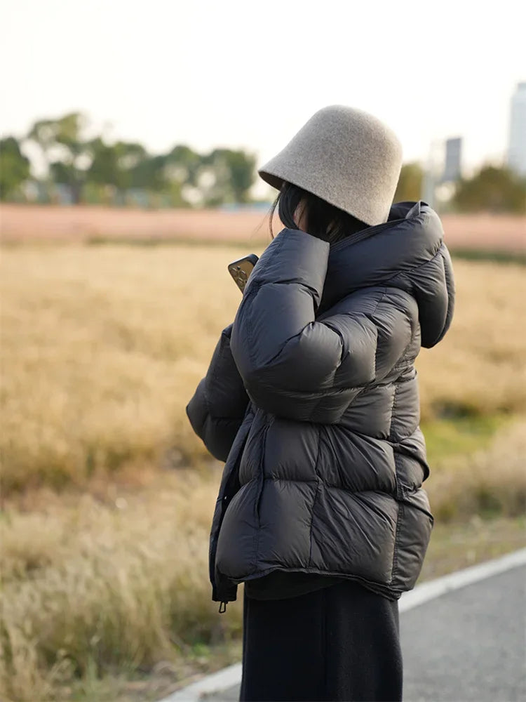 2026 New Short Hooded Warm Cotton Padded Coat Female Fashion Outerwear Korean Thick Overcoat Top Down Jacket Women Parkas Winter