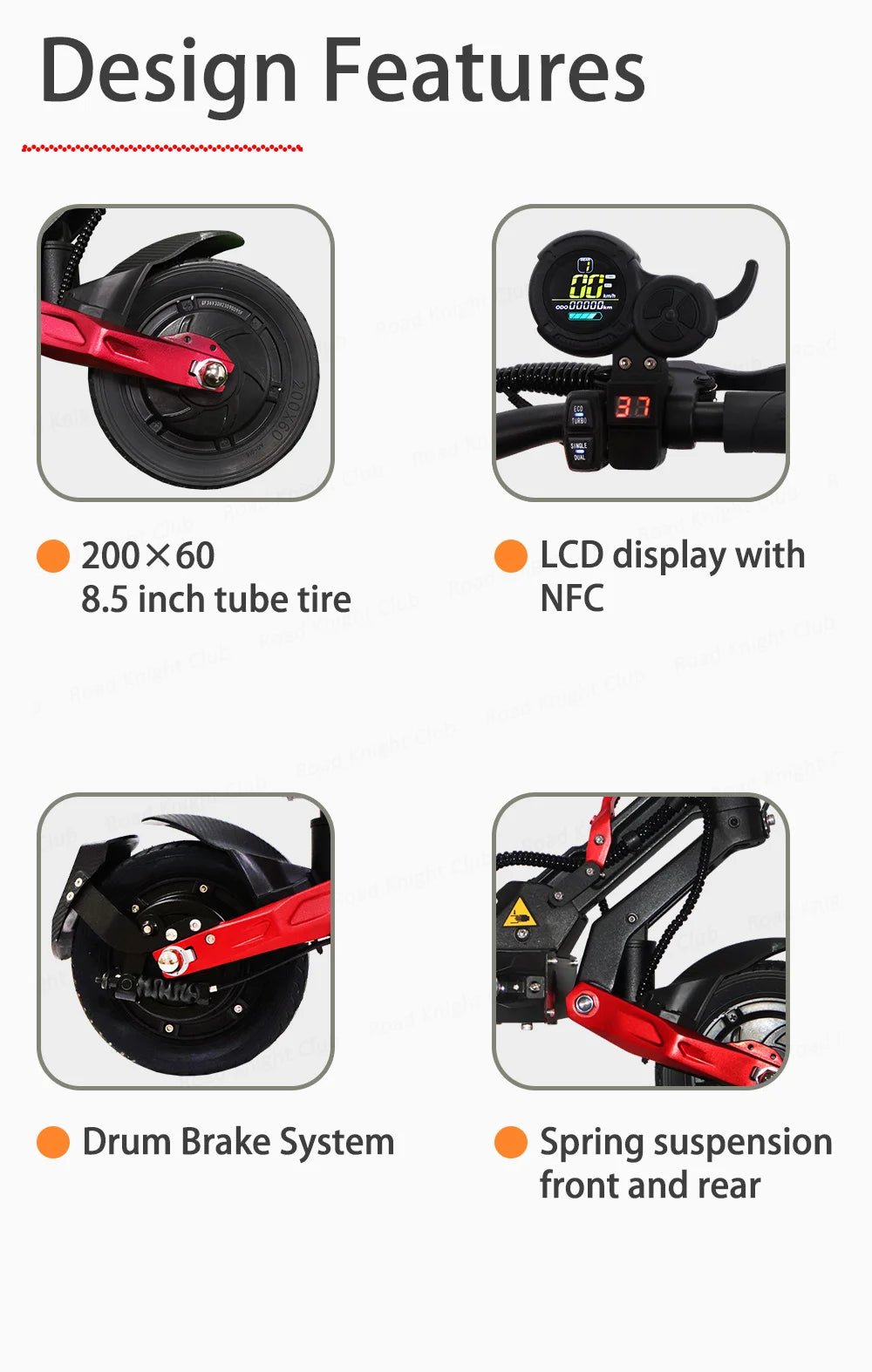 Official TEVERUN Blade Q Pro 36V 15Ah Battery 350W*2 Motor 8inch Solid Tire NFC Lock  Brake Drum brake Electric Scooter