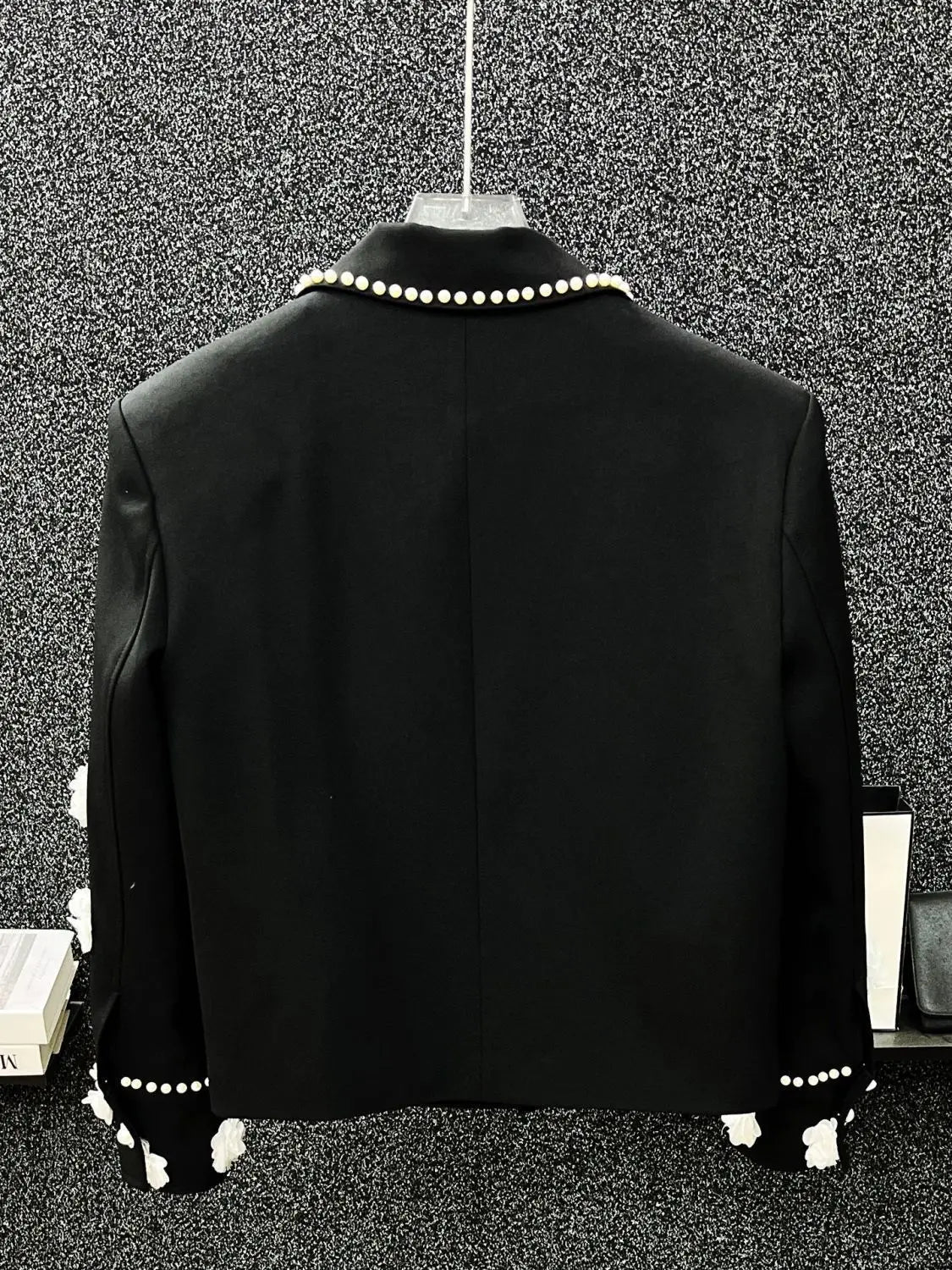 Flower Appliques Men's Jacket Spring Autumn Pearl Beading Lapel Coat American Fashion High Street Male Gorgeous Jackets