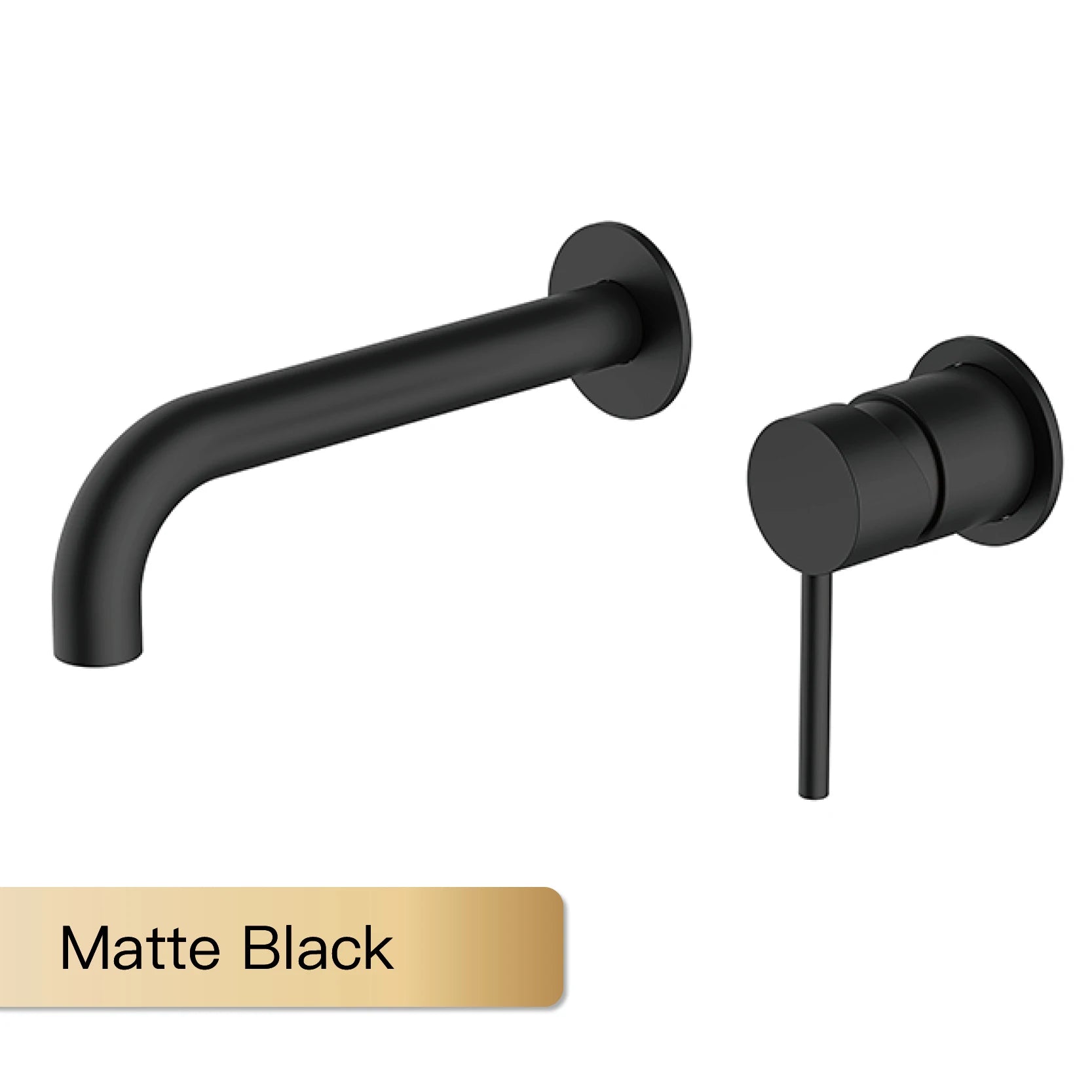 Modern Wall-Mounted Black Brass Bathroom Faucet with Concealed Design 2-Hole Single Handle Cold and Hot Dual-Control Basin Tap