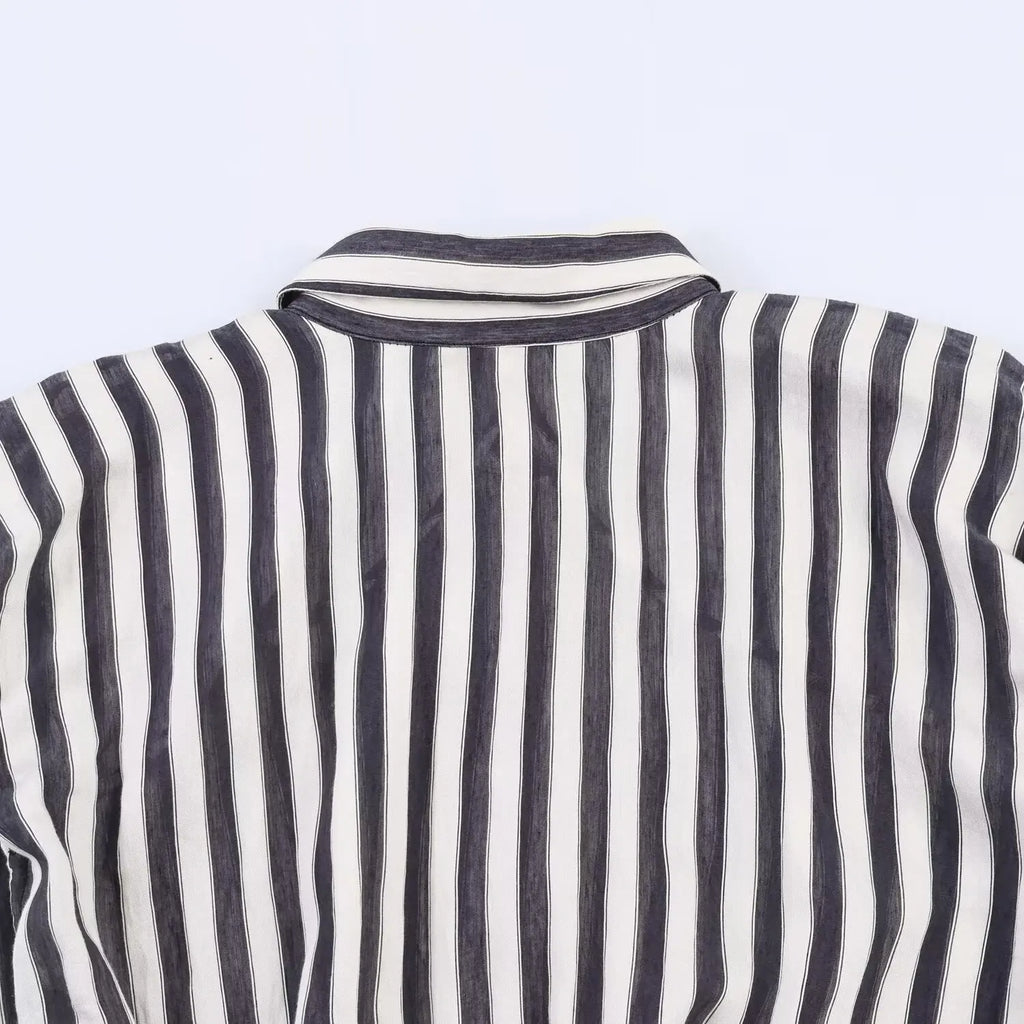 KONDALA Chic Striped Patchwork Modern Woman Belt Long Dress Buttons Spring Fashion 2026 Dress Elegant Sleeveless Female Vestidos