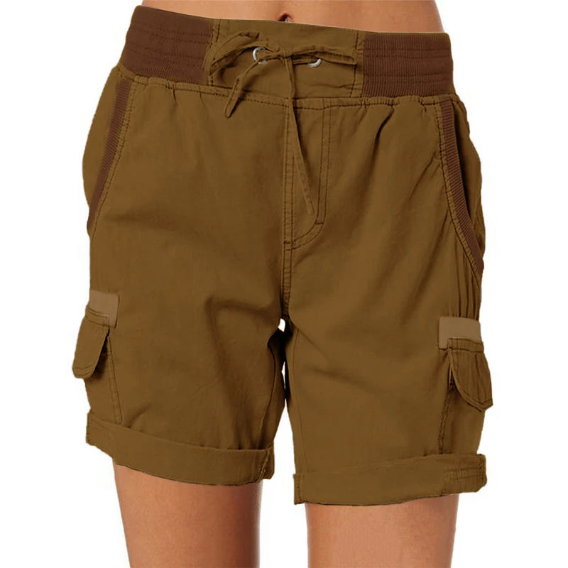 Womens Cargo Pants Shorts Soft Comfortable Casual Cotton Elastic Waist Shorts Summer Bottoms Jeans High Waisted Cargo Pants