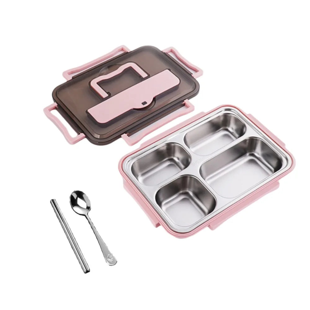 Leakproof Stainless Steel Lunch Box Microwavable Multi-Grid Food Container with Cutlery Food Grade Lunch Container Office Worker