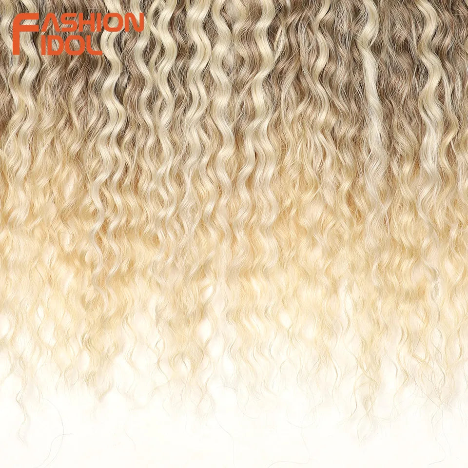 FASHION IDOL 24 Inch 300g Ariel Hair Synthetic Crochet Curly Hair Water Wave Braid Hair Ombre Blonde Braiding Hair Extensions