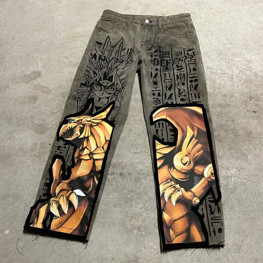 Harajuku Zoro Y2k Baggy Jeans Women Vintage Wide Leg Denim Pants Popular Jeans Streetwear Couples Trouser Men Clothing