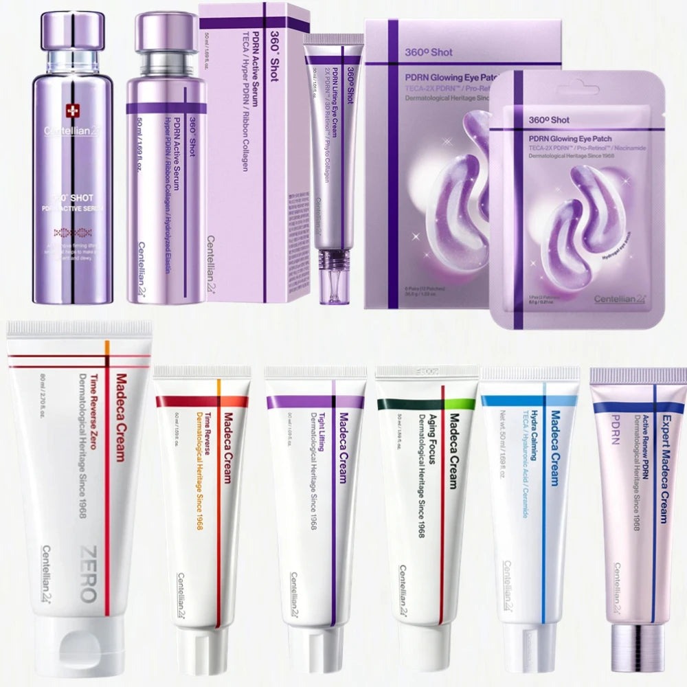 Centellian24 Skincare - Madeca Cream For Time Reverse, Lifting Eye Cream, Calming, 360° Shot PDRN Active Serum & Glowing Patch