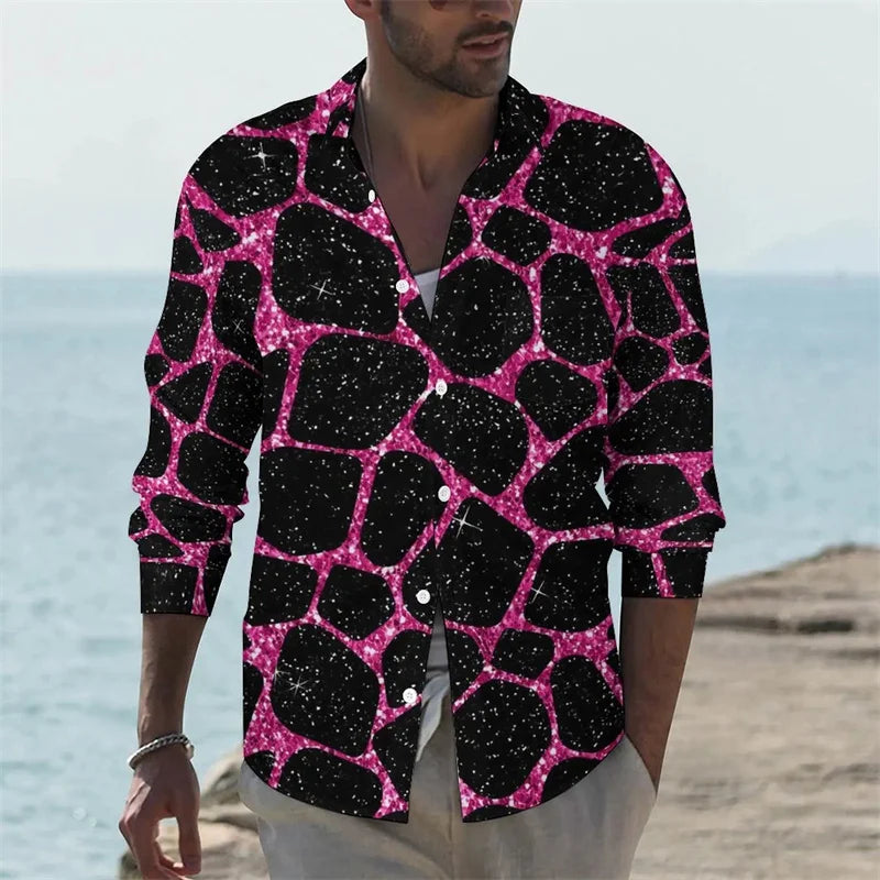 Men's shirt giraffe printed animal shirt autumn casual shirt men's cool shirt long sleeved pattern fun top size XS-6XL