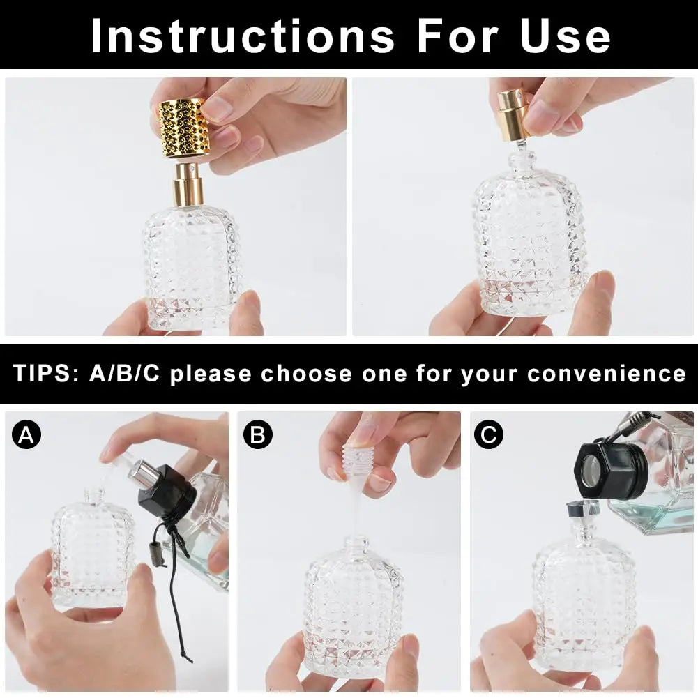 2pcs Perfume Bottle Spray Empty Perfume Atomizer Refillable with 3 Accessories Leak-proof Fine Mist Travel Bottle(30ml/50ml)