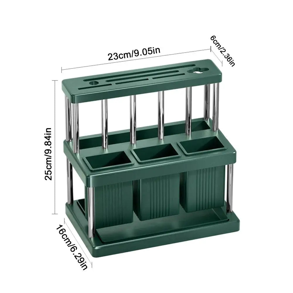 Kitchen Knife Holder Multi-Function Cutter and Cutlery Drainer Rack PP Space Saving Kitchen Utensil Organizer Rack