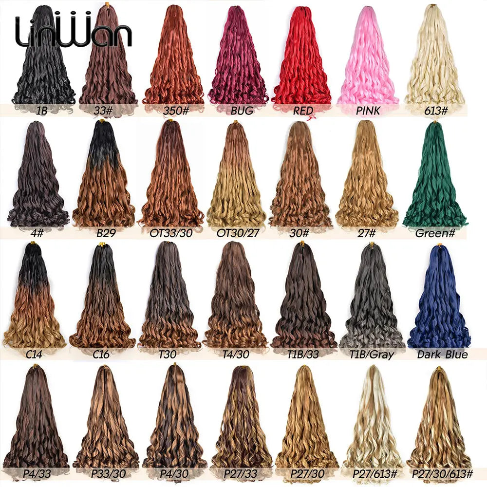 French Curl Braiding Hair 22 Inch Curly Braiding Hair Pre Stretched Bouncy Crochet Hair Loose Wavy Synthetic Hair Extensions