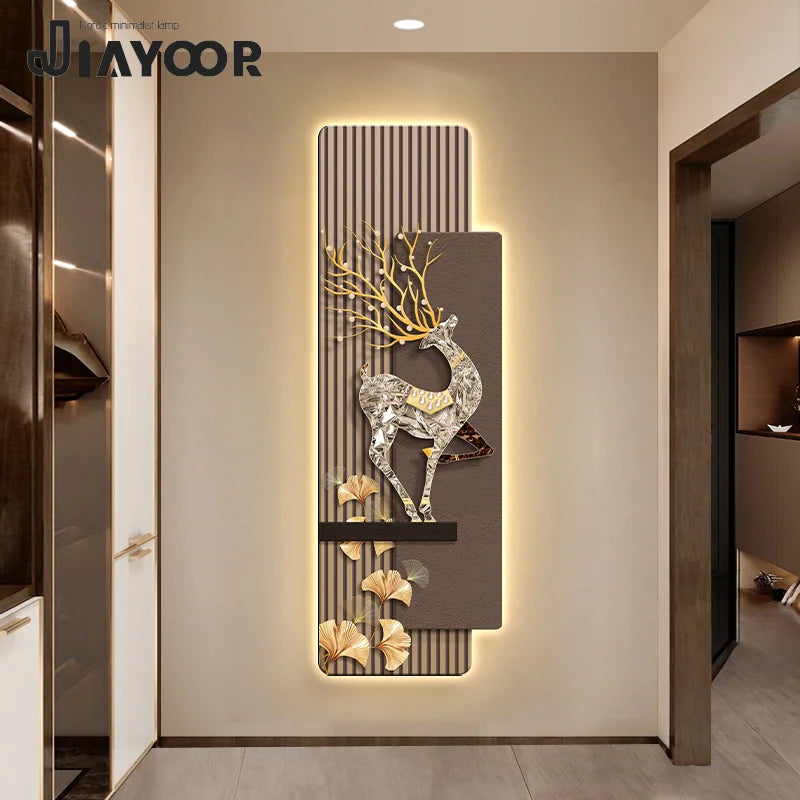Light Luxury Entrance, Led Lights Decorative Paintings Home Decor Attracting Wealth Reindeer Living Room Corridor Mural Lights