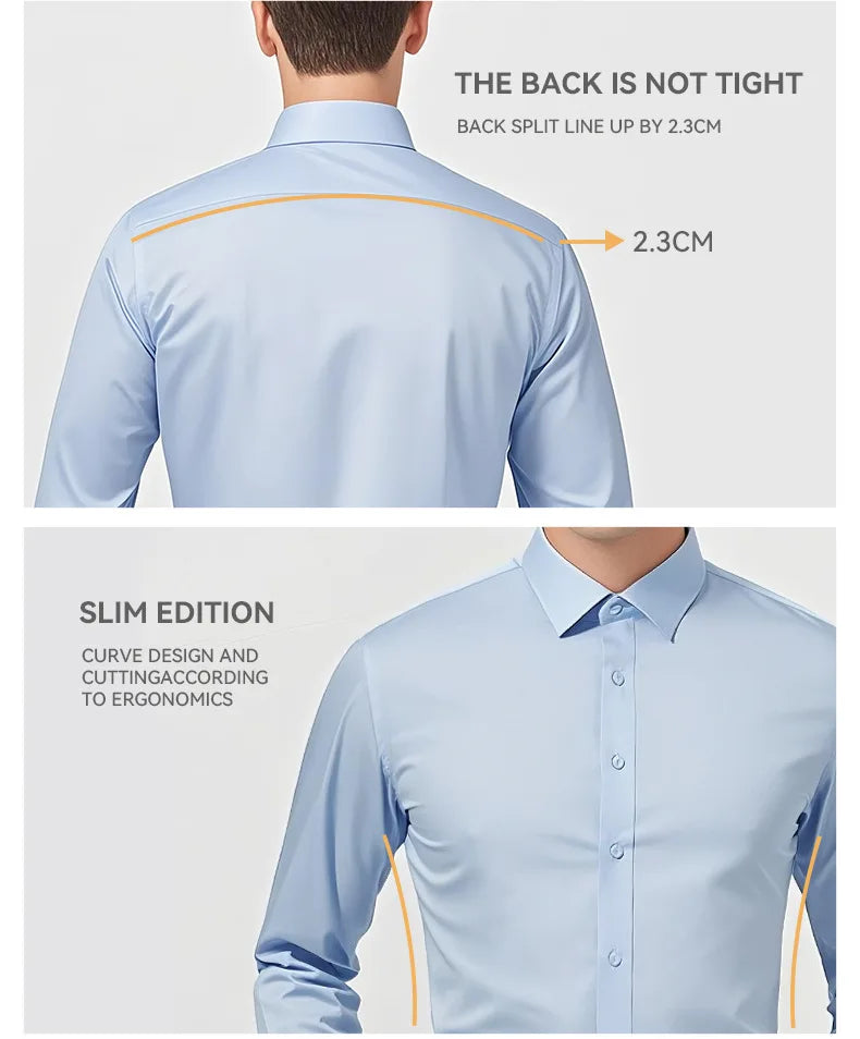 Men's Four-sided Elastic Solid Color Non-iron Shirt Anti-wrinkle Business Shirt