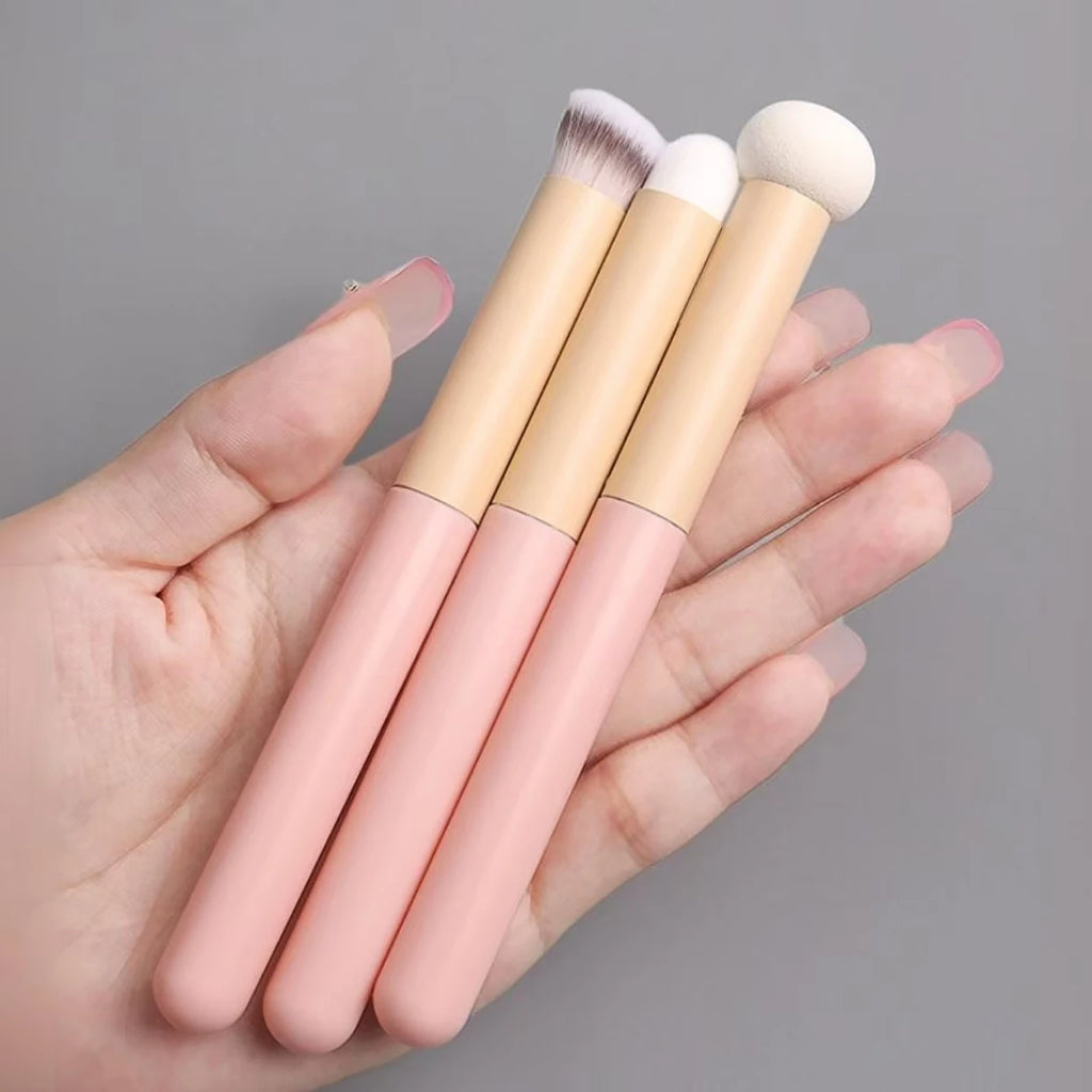 3 High-Quality Makeup Brushes: Mushroom Head Sponge Concealer Brush, Foundation Brush, Lipstick Lip Brush, Makeup Tools
