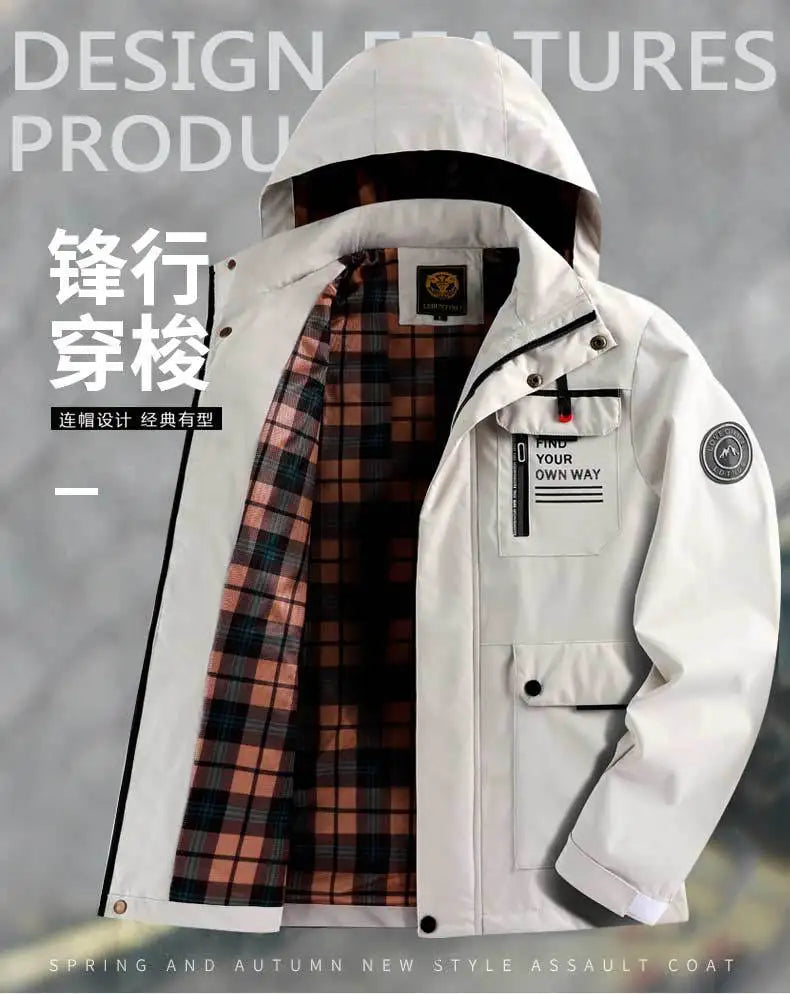 Men's Casual Jacket Parka Autumn/Winter Hooded Jacket Men's Coat Solid Color Outdoor Chic